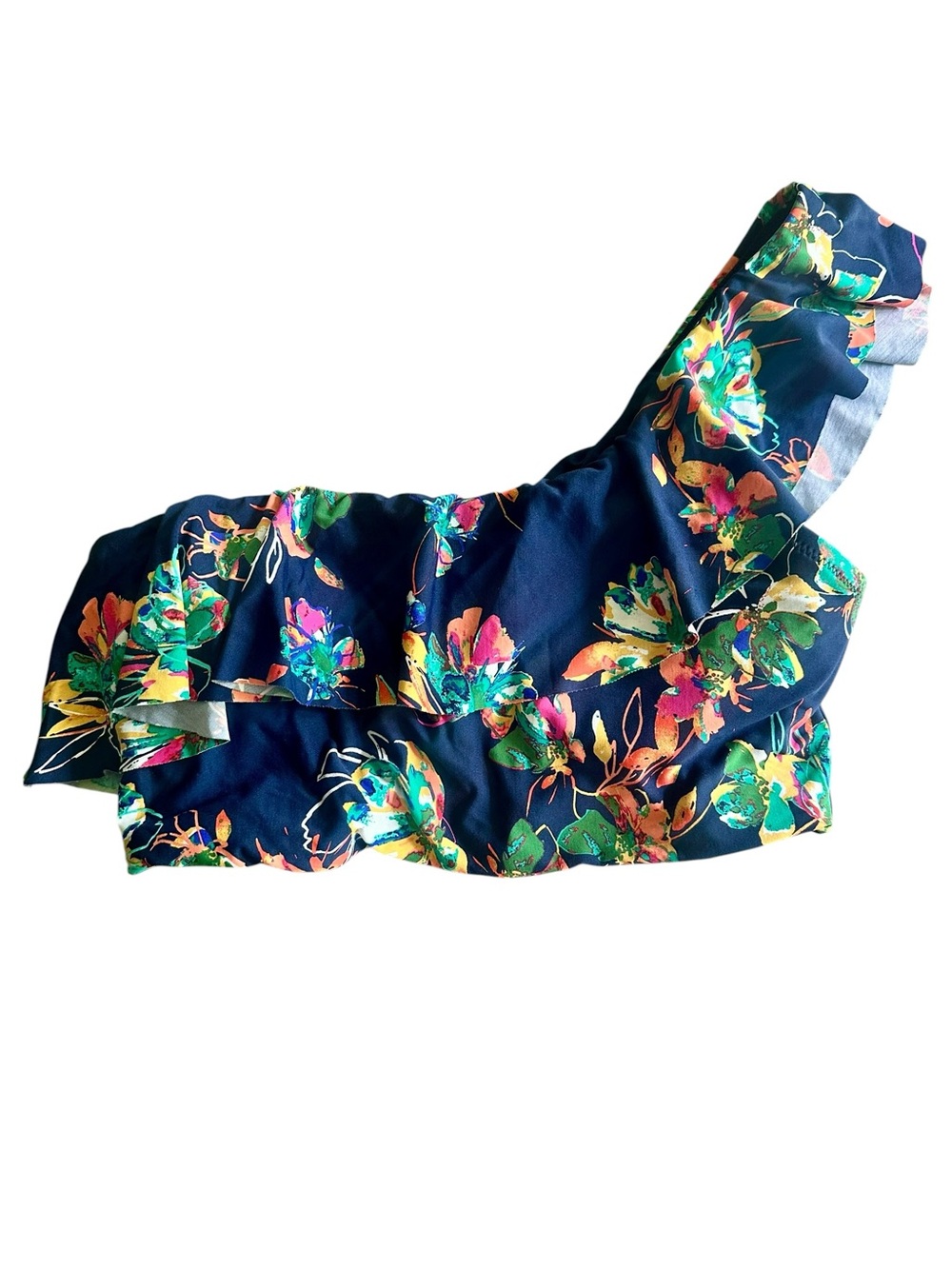 Sea Angel Swim Bikini Top Womens Size Medium - Navy Blue Floral Tropical